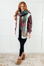 Load image into Gallery viewer, Keep Me Cozy Checkered Fringe Scarf in Berry