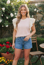 Load image into Gallery viewer, Sweet Stripe Ruffle Sleeve Top