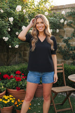 Load image into Gallery viewer, Bloom & Unwind Black Puff Sleeve Top