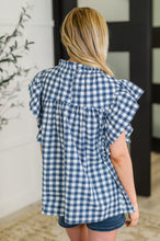 Load image into Gallery viewer, Garden at Goldenhour Flutter Sleeve Blouse in Blue