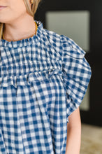Load image into Gallery viewer, Garden at Goldenhour Flutter Sleeve Blouse in Blue