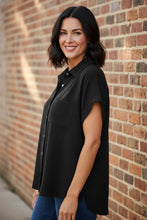 Load image into Gallery viewer, Midtown Chic Airflow Button-Down Shirt in Black