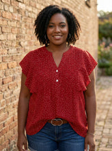 Load image into Gallery viewer, Polka Dot Promenade Ruffled Blouse (multiple color options)