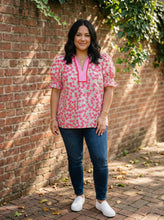 Load image into Gallery viewer, Poppy Field Floral Notched Blouse