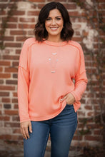 Load image into Gallery viewer, Moments in Time Exposed Seam Hi-low Tee in Coral