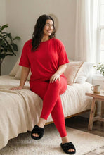 Load image into Gallery viewer, In Her Cozy Era Microfiber Loungewear Set in Red