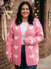 Load image into Gallery viewer, Cupid’s Comfort Heart-Print Open Front Cardigan (multiple color options)