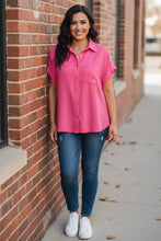 Load image into Gallery viewer, Midtown Chic Airflow Button-Down Shirt in Fuchsia