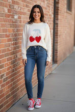 Load image into Gallery viewer, Two Hearts That Beat As One Cherry Knitted Valentine Sweater Top