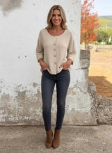 Load image into Gallery viewer, Golden Hour Button 3/4 Sleeve Blouse (multiple color options)
