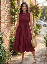Load image into Gallery viewer, Radiant Ruffle Smocked Sleeveless Tiered Dress (multiple color options)