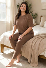 Load image into Gallery viewer, In Her Cozy Era Microfiber Loungewear Set in Brown