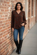 Load image into Gallery viewer, Tangerine Blooms V Neck Blouse