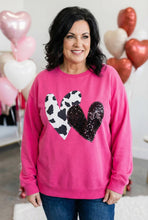 Load image into Gallery viewer, Wild at Heart Sequin Patchwork Pullover