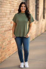 Load image into Gallery viewer, Enchanté Ribbed Mock-Neck Knit Short Sleeve Boxy Sweater