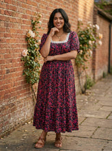 Load image into Gallery viewer, Crimson Garden Floral Square Neck Dress