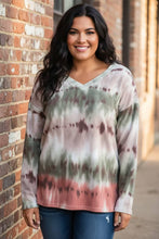 Load image into Gallery viewer, Misted Moss Brushed Tie Dye Looking Print V Neck Top