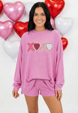 Load image into Gallery viewer, XOXO Sparkle Heart Corded Loungewear Set