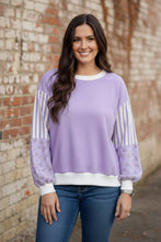 Load image into Gallery viewer, Mix and Match Sweatshirt with Floral Sleeve Striped