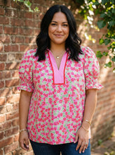 Load image into Gallery viewer, Poppy Field Floral Notched Blouse