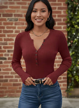 Load image into Gallery viewer, Evening Rendezvous Henley Top (multiple color options)