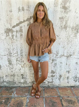 Load image into Gallery viewer, Gossamer Gaze Smocked Peplum Blouse (multiple color options)