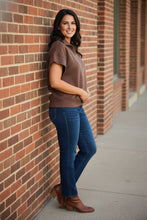 Load image into Gallery viewer, Power Play Scuba Half-Zip Top in Brown