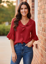 Load image into Gallery viewer, Vineyard Vibes Ruffled Blouse (multiple color options)