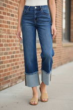 Load image into Gallery viewer, RISEN Mid Rise Crop Wide Wide Cuffed Jeans