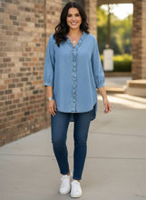 Load image into Gallery viewer, Driftwood Tide Ruffled Button-Down Shirt (multiple color options)