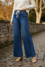 Load image into Gallery viewer, RISEN Mid Rise Wide Side Pintuck Jeans with Front Drawstring
