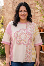 Load image into Gallery viewer, Patchwork Flower Oversized Tee in Pink and Yellow