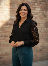 Load image into Gallery viewer, Gilded Cage Lace Sleeve Blouse (2 color options)