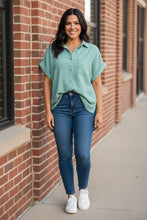 Load image into Gallery viewer, Midtown Chic Airflow Button-Down Shirt in Seafoam Blue