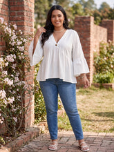 Load image into Gallery viewer, Wait for Me V-Neck Bell Sleeve Blouse (multiple color options)