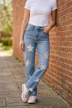 Load image into Gallery viewer, JUDY BLUE High Rise Rigid Magic Star Shaped Destroy 90's Straight Jeans
