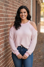 Load image into Gallery viewer, Luna Lane Cold-Shoulder Waffle Top