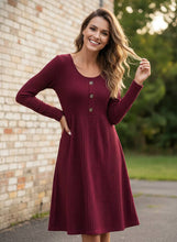 Load image into Gallery viewer, Vintage Fireside A-Line Dress (2 color options)