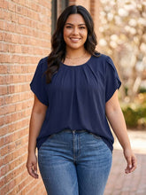 Load image into Gallery viewer, Morning Mission Pleated Flowy Short Sleeve Blouse (multiple color options)