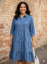 Load image into Gallery viewer, Morning Coffee Denim Midi Dress