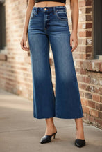 Load image into Gallery viewer, RISEN Mid Rise Crop Wide Raw Cut Hem Jeans