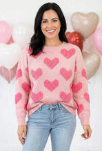 Load image into Gallery viewer, Sweetheart Soirée Textured Heart Jacquard Sweater