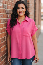 Load image into Gallery viewer, Midtown Chic Airflow Button-Down Shirt in Fuchsia