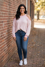 Load image into Gallery viewer, Luna Lane Cold-Shoulder Waffle Top