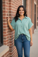 Load image into Gallery viewer, Midtown Chic Airflow Button-Down Shirt in Seafoam Blue