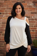 Load image into Gallery viewer, Off The Cuff French Terry Knit Color Block One Shoulder Top