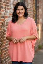 Load image into Gallery viewer, Latte At The Library Batwing Top in Coral