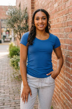 Load image into Gallery viewer, Basically A Part of Me Scoop Necked Tee in Classic Blue