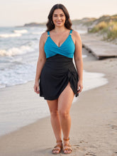 Load image into Gallery viewer, Cabana Chic Ruched One-Piece Swim Dress (multiple color options)