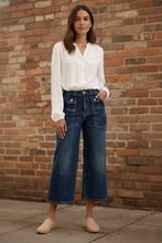 Load image into Gallery viewer, JUDY BLUE High Waist Wide Crop Utility Jeans with Patch Pocket